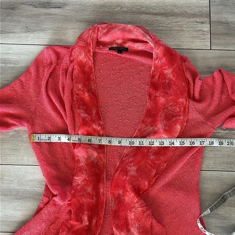 Alberto Makali Vibrant Coral Pink Open front Cardigan size large